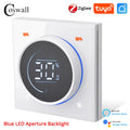 Glass Panel Wifi/Zigbee2MQTT Smart Light Switch With Knob Fan Controller 300W Max.  Digital LCD For Ceiling Fan Lamp