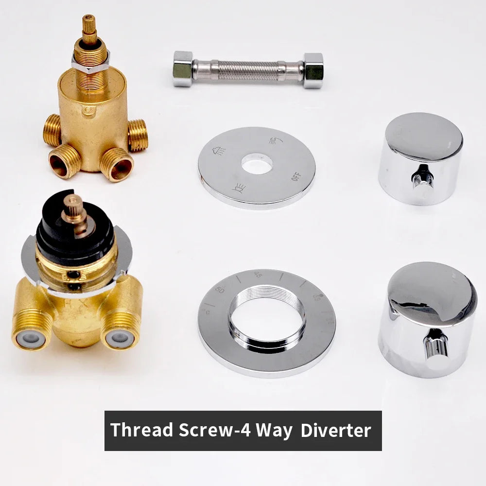 Thermostatic Brass Shower Faucet Valve 2/3/4/5 Way Diverter Mixer Control for Steam Room Shower Column Panel Bathroom Accessoris