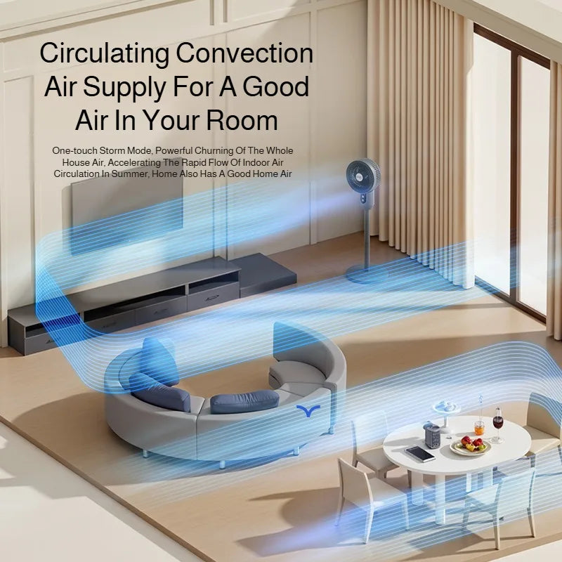 Household Floor Fan Three-speed Wind Silent Electric Fan Floor High Wind Air Circulation Fan Dual-purpose Fan WithUniversal Head