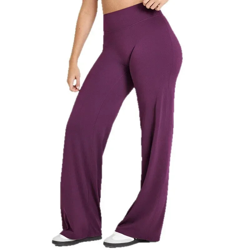 Sport Trousers Straight-Leg Pants Ultra Soft Butter Fabric Women's Mid-Waist Yoga Pants GYM Naked Feel Pilates Running