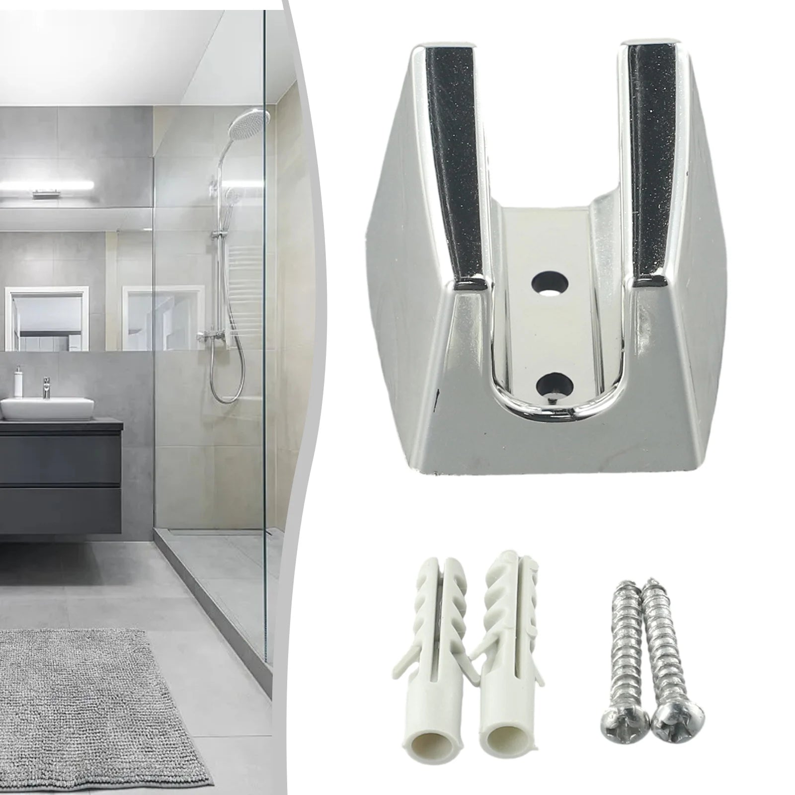 Adjustable Bathroom Shower Handset Holder Head Chrome Wall Mount Shower Mounting Brackets Silver Bathroom Accessories
