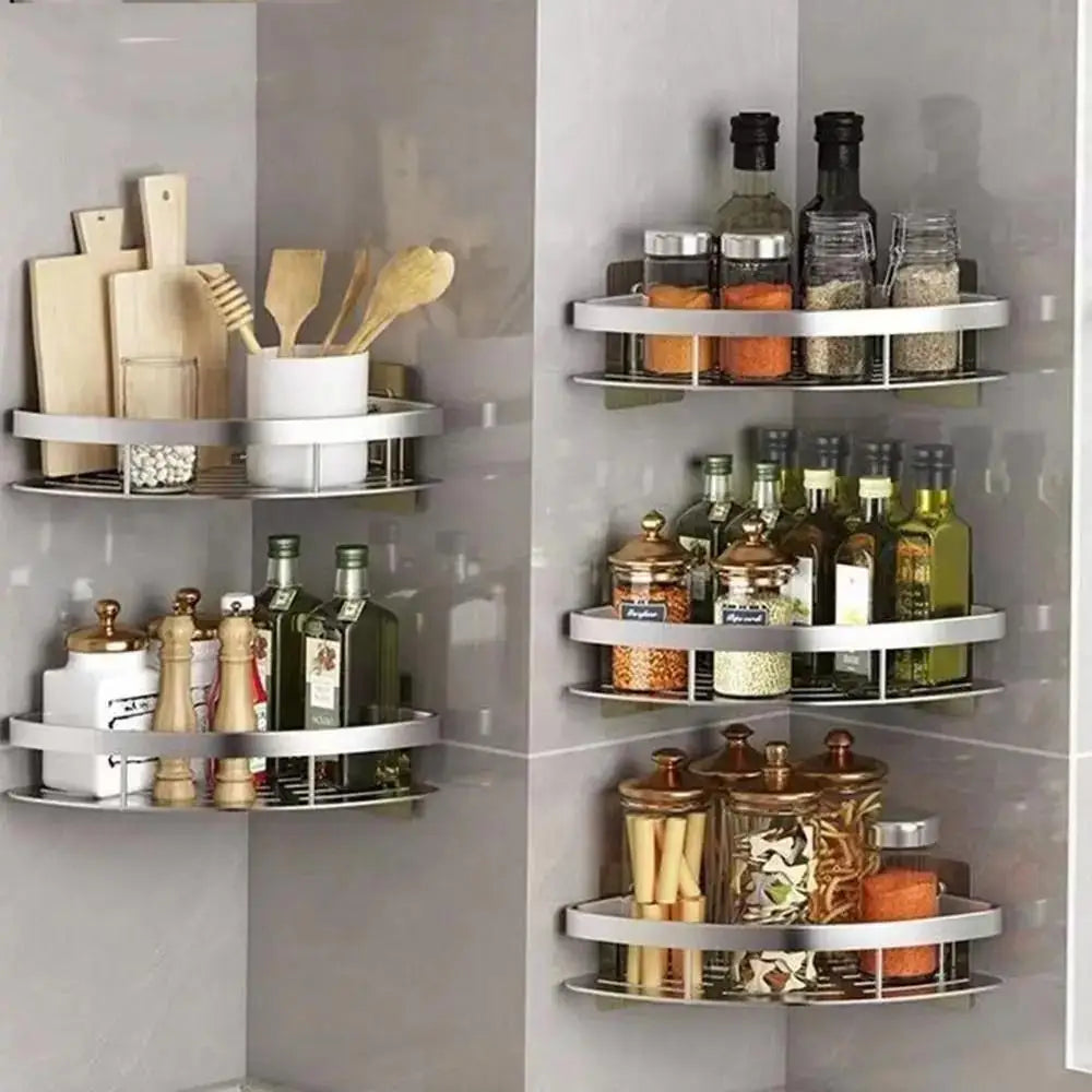 Metal Tension Mounted Shower Caddy, Wall Corner Shelf for Bathroom Storage,Organizer for Toiletries and Accessories