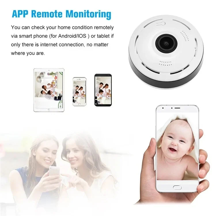 HD Mini Camera WIFI 360° Indoor Panorama Remote Smart Home 2MP Two-way Voice IP Cam Night Vision Security Protection Camcorders