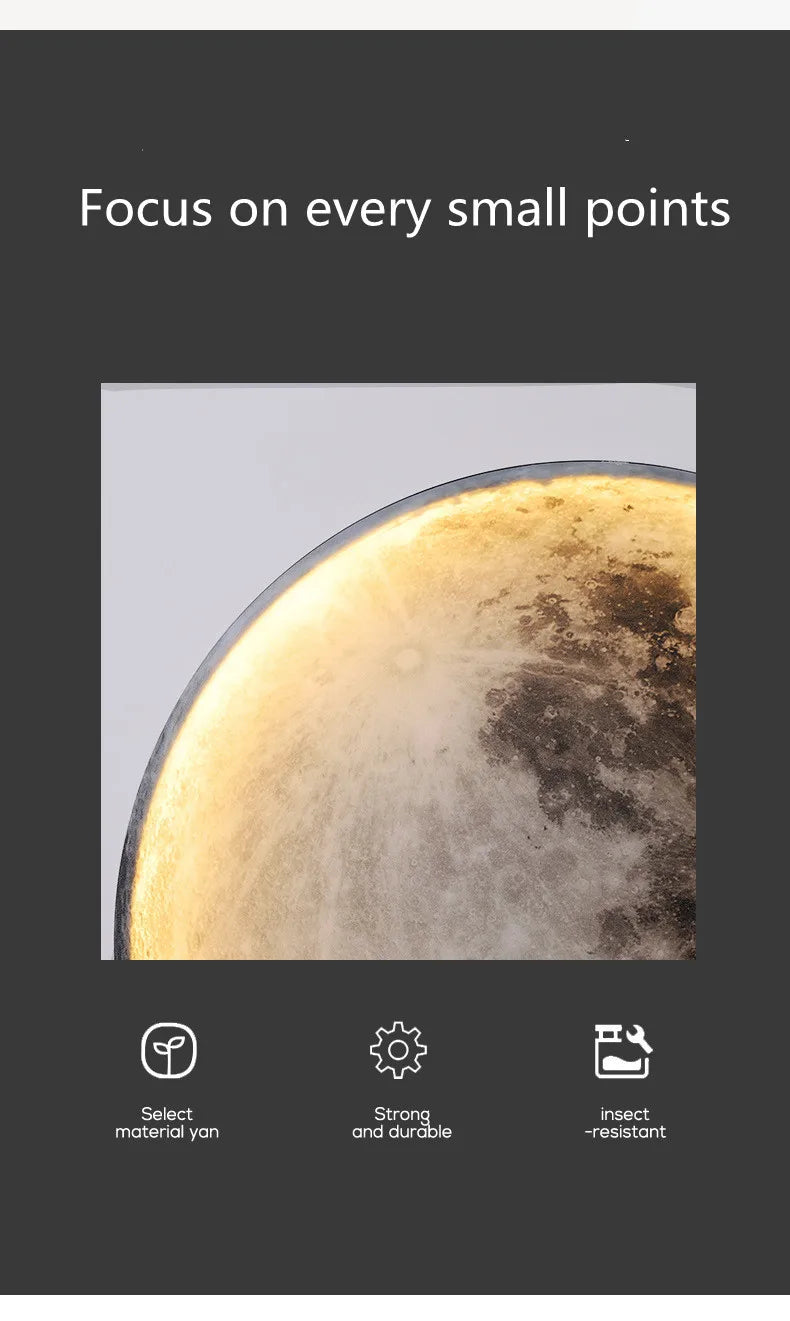 Modern Moon 3D Mural Wall Lamp Realistic LED Light Home Accessories Bedroom, Living Room Ceiling Lamp with Remote Control Decor