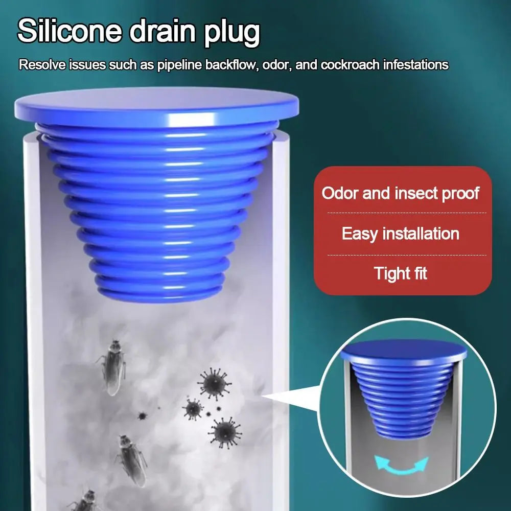 Durable Silicone Sewer Pipe Sealing Ring Water Pipe Plug Useful Anti Odor Floor Drain Kitchen Sink Replacement Stopper Bathtub