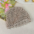 Fashion Hollowed Out Woven Pullover Hats Crochet Breathable Beret Cap Pearl Fringed Retro Beanies Cap for Women Summer Korean