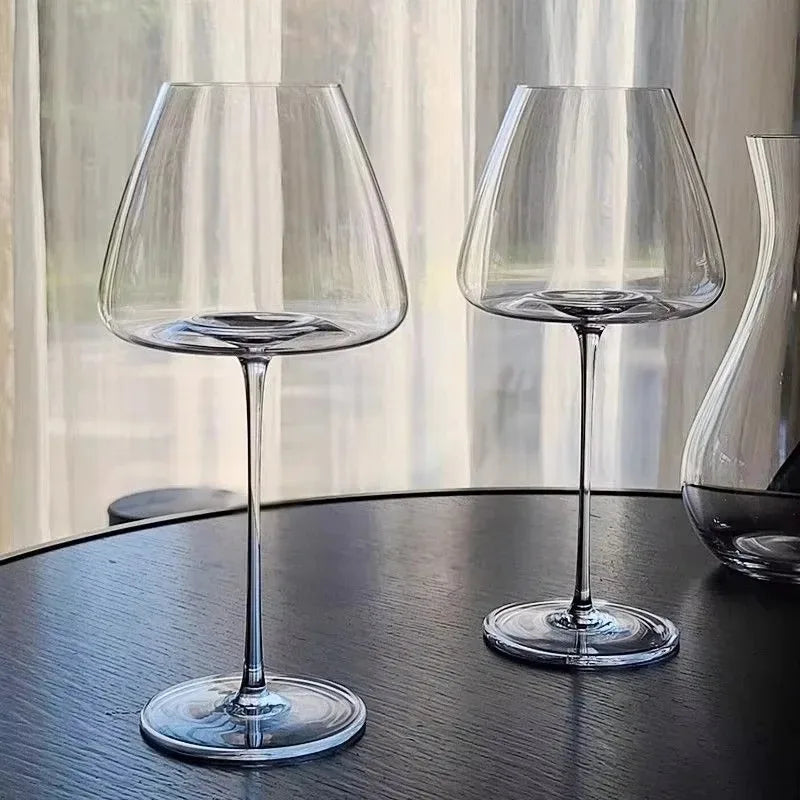 720ml Crystal Burgundy Wine Glasses Set Modern Fluted Design Dishwasher Safe for Red Wine Tasting Home Bar Decor Gift