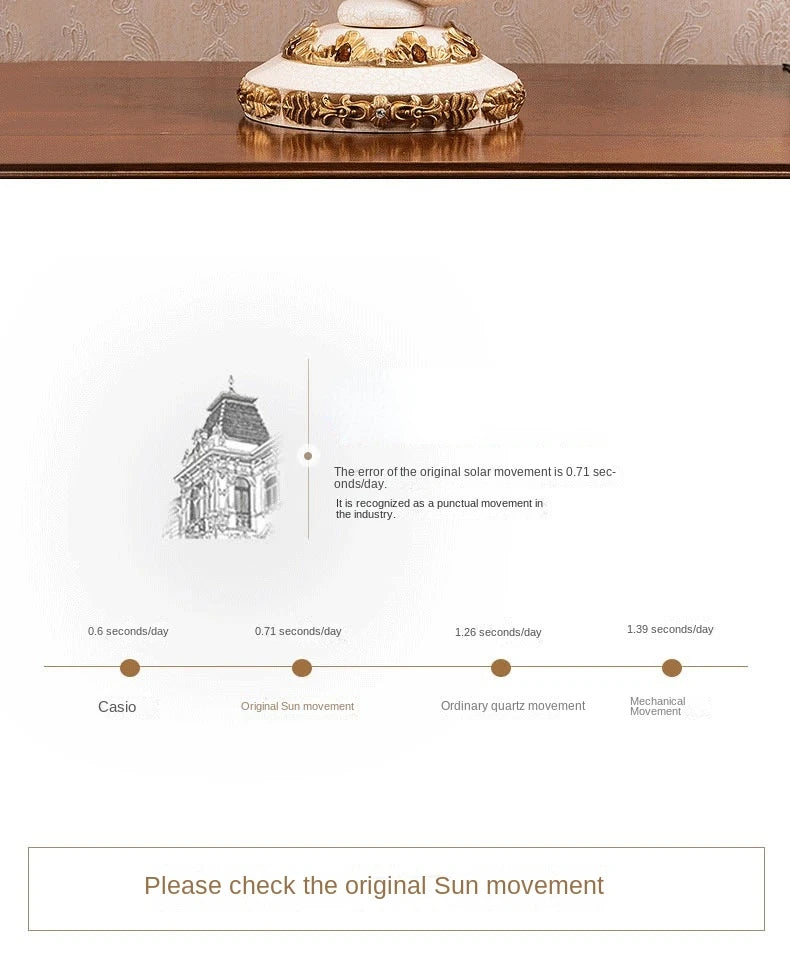 Luxury Mechanical Table Clock Silent Watch Desk Clock Living Room Desktop Retro Moon Table Decoration & Accessories Gift