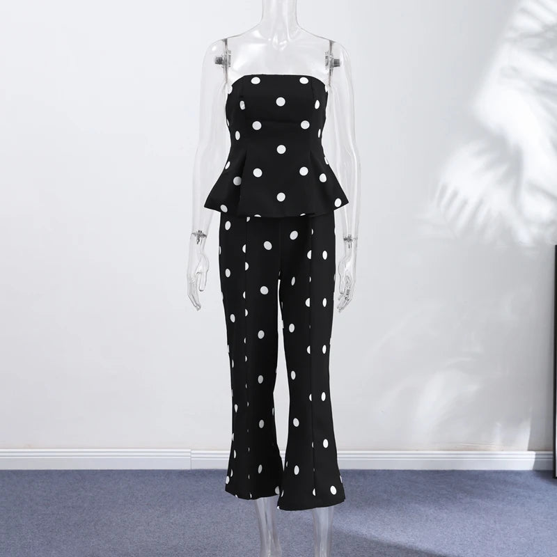 Elegant Polka Dot Women's Jumpsuit Sleeveless Waist-closed Backless Tube Top Lady Long Romper 2026 Summer Fashion Female Rompers