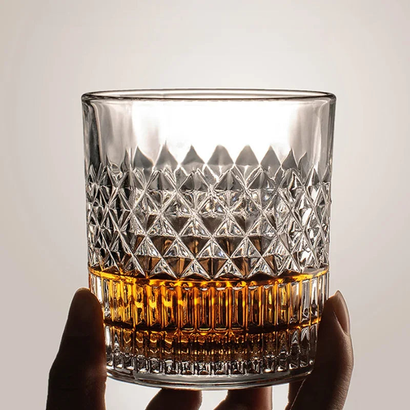 Whiskey Rocks Glass with Luxury Box - Set of 4pcs, 11 Oz Transparent Whiskey Glass for Scotch, Cocktail Drinks, Unique Gifts for