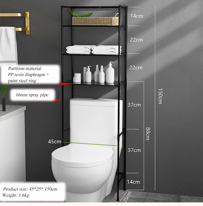 Over The Toilet Storage Rack Multilayer Floor-mounted Bathroom Shelf Large Capacity Toilet Storage Cabinet Space Saver Organizer