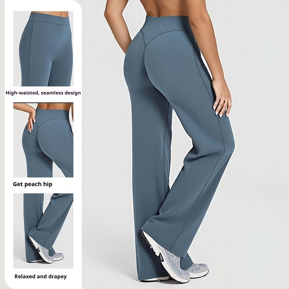 Straight-Leg Pants Ultra Soft Butter Fabric Women Mid-Waist Yoga Pants GYM Naked Feel Pilates Running Sport Trousers Yoga Pants