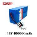 48V 13s8p Lithium-Ion Battery Pack 100000mAh 2000W Electric Battery for Electric Scooters Mountain Built-In 50A BMS Charger