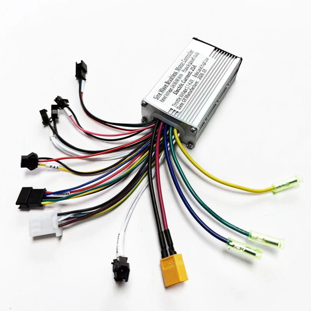 E-bike Brushless Motor Controller, 3 Mode Sine Wave, 24V/36V/48V, 350W 500W, 25A, for S866, V889, S966 UART No.2 LCD E-scooters