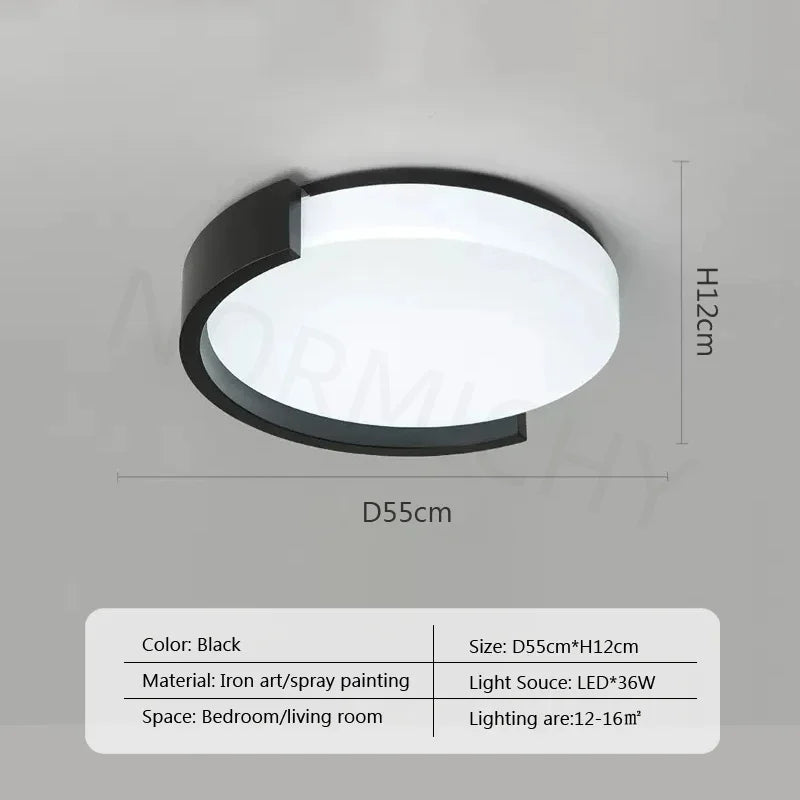 Modern Led Minimalist Nordic Black And White Room Main Light Living Room Circular Ceiling Light New Home Appliance Light Fixture