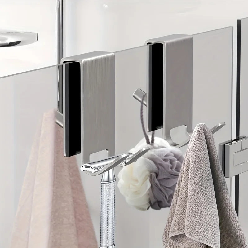 Heavy-Duty Stainless Steel Door Mount Shower Hook - Space-Saving Bathroom Organizer - Durable Home Storage Solutions-3.14x1.77in