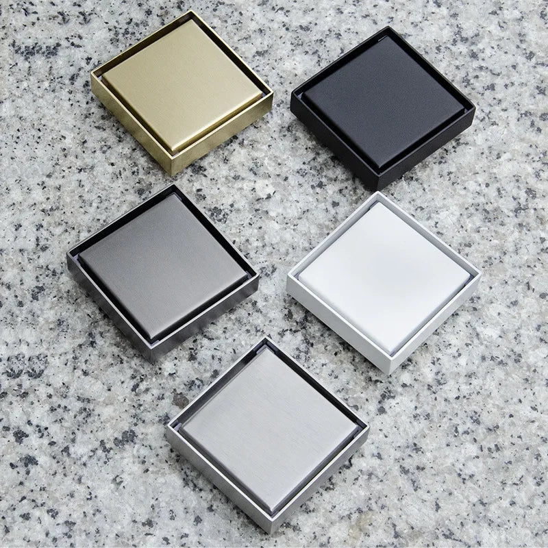 stainless steel Brushed Gold Floor drain 10*10cm Shower Square Deodorization Type Bathroom Water Flow Tile Insert Drain
