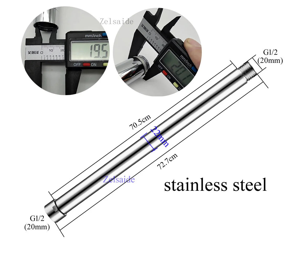 10/20/30/40/50/60/70cm brass/stainless steel shower extension rod, shower lengthen pipe