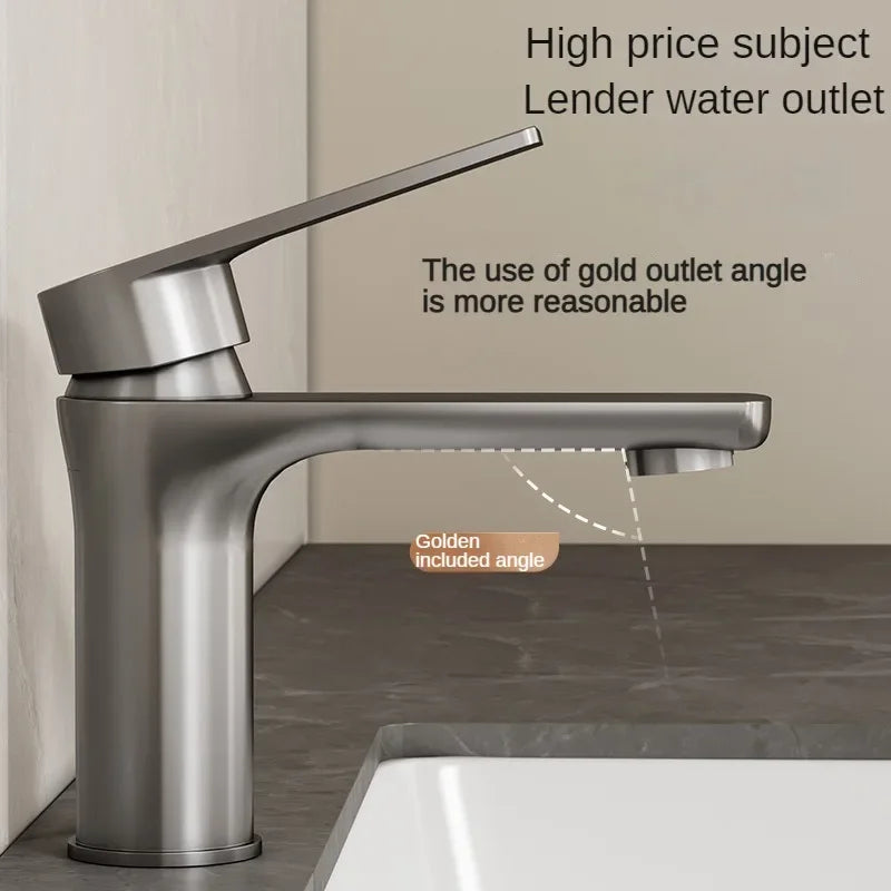 Stainless Steel Hot and Cold Water Faucet for Bathroom Sink, Washbasin, Countertop, Household Stainless Steel Basin Faucet