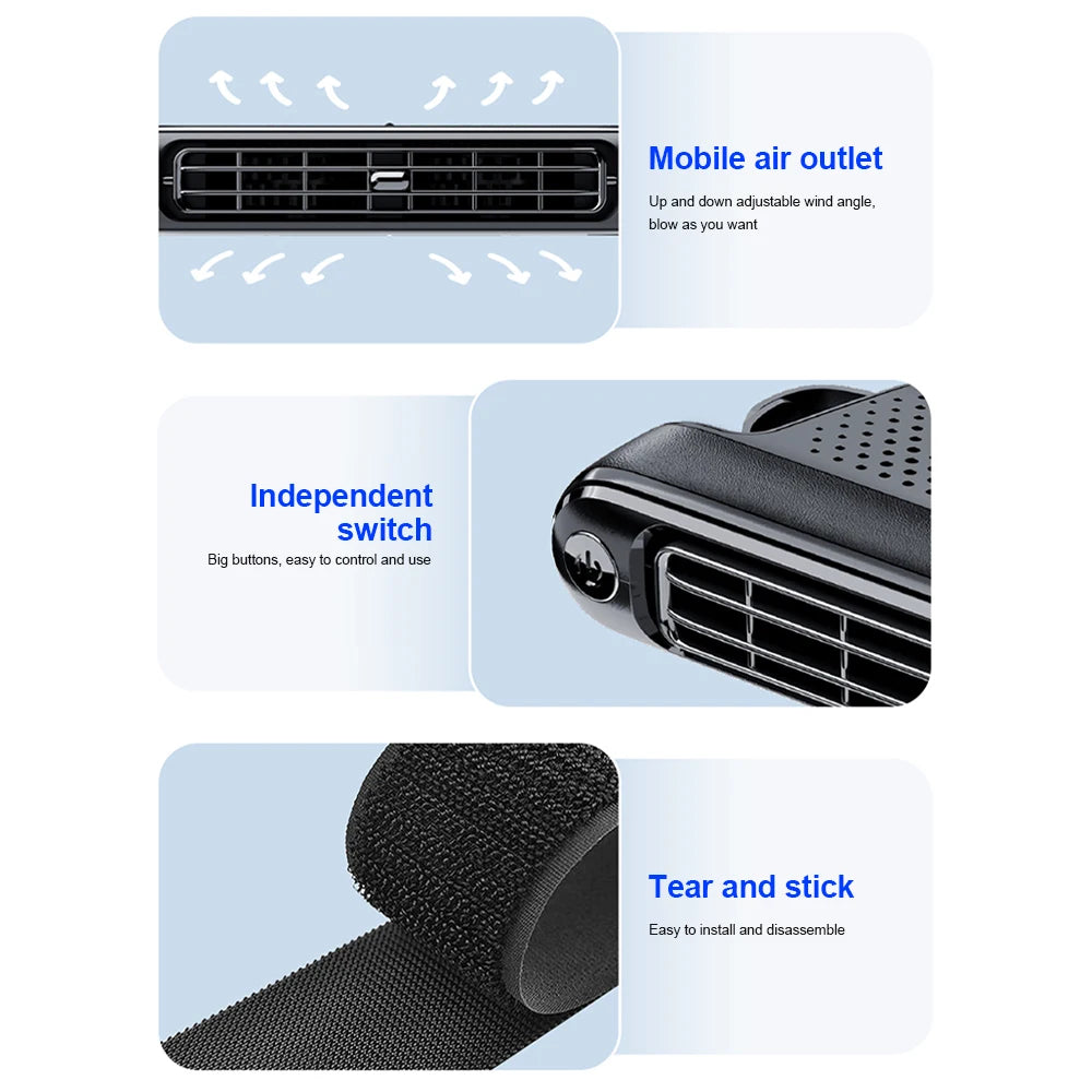 3 Speeds Adjustable Car Seat Fan Car Headrest Cooling Air Fan USB Powered Car Seat Headrest Fan Summer Car Accessories