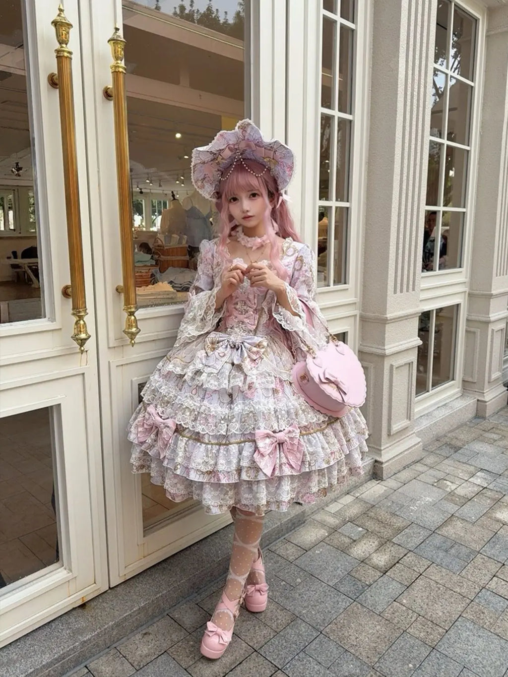 Original Design Lolita Sweet Long Sleeve OP Dress Women Autumn Super Fairy Cute Bow Birthday Party Girls Princess Dresses