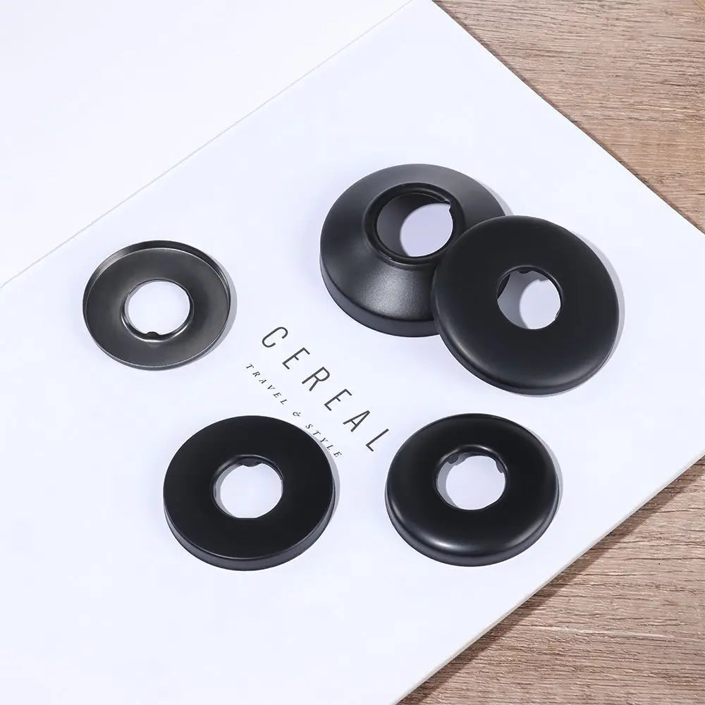 1Pcs Black Shower Faucet Decorative Cover Chrome Finish Stainless Steel Water Pipe Wall Covers Bathroom Accessories