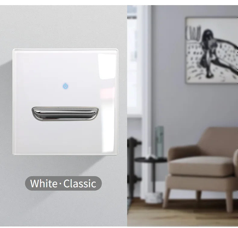 Wall Light Switch 1 2 3 4 Gang Tempered Glass Panel Blue LED Night Light White Black Gray Gold Pass Through Low Price