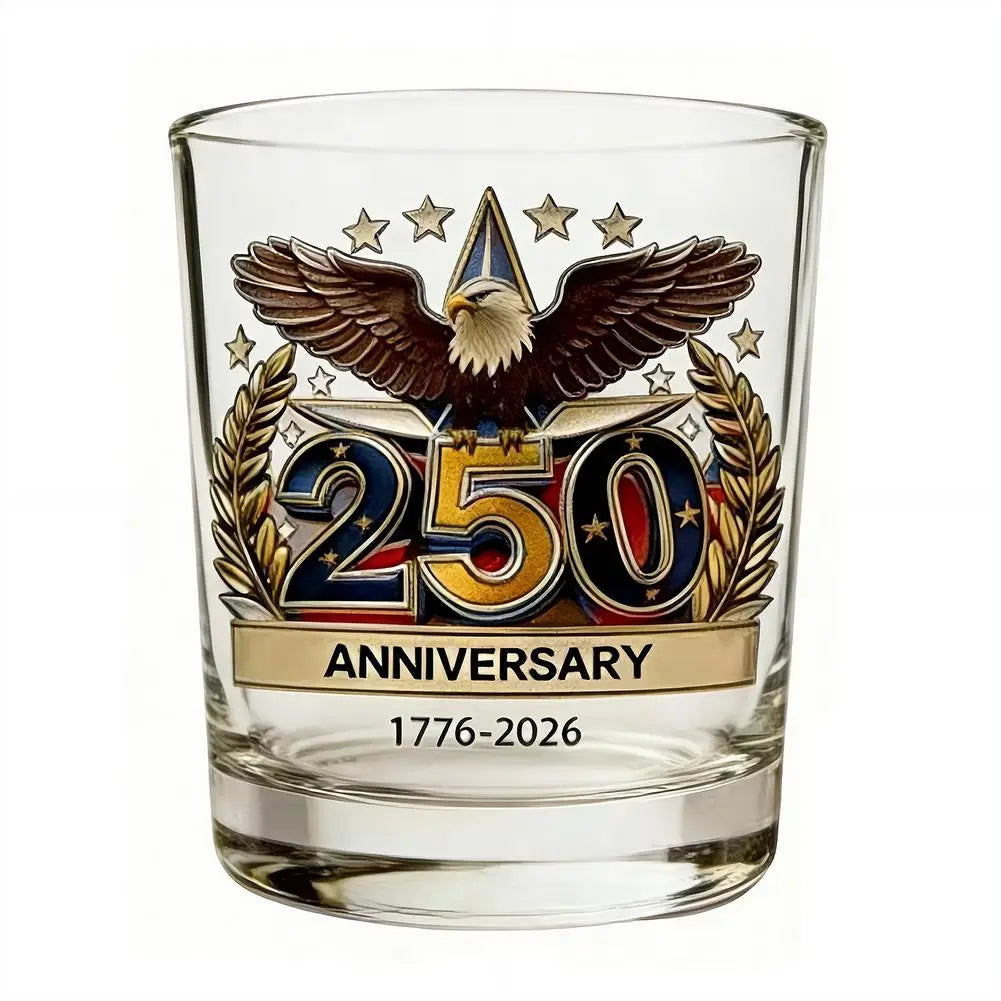 America 250 Years Anniversary Liquor Bottle Hand-blown Glassware America 250th Patriotic Eagle Cup Whiskey Glasses Rotating Cup