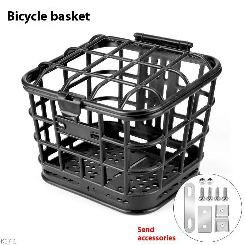 Durable Black PC Bike Basket with Lid; Front-Mounted, Anti-Extrusion for Electric Bikes