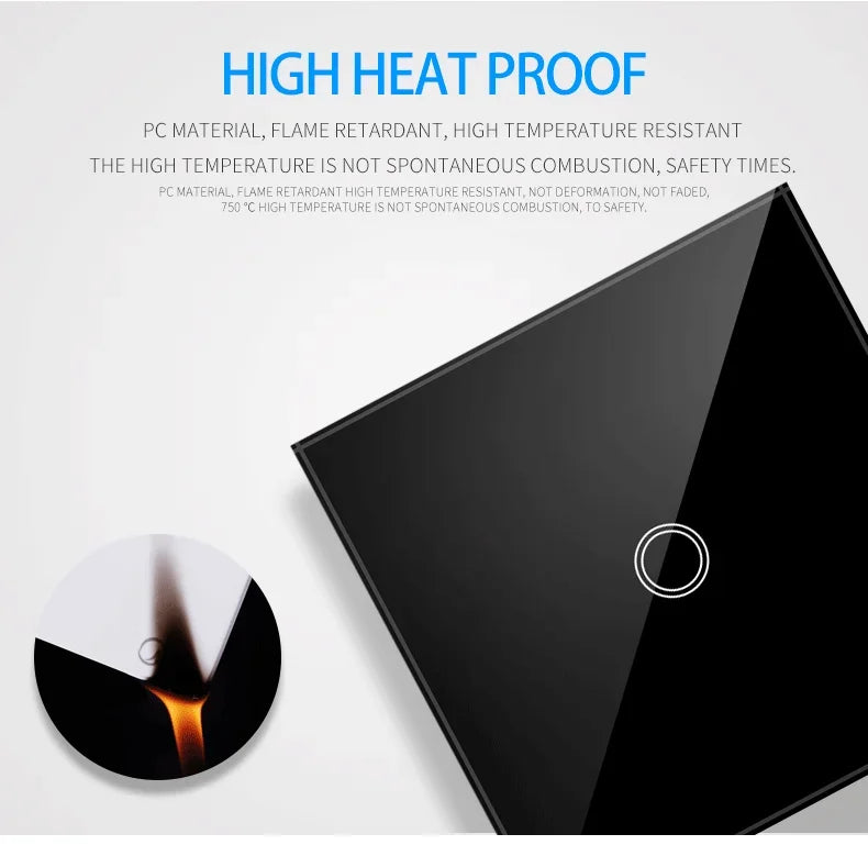 Backlight Panel Touch Switch AC100-240V Led Tempered Crystal Glass Wall Light Sensory Switches 1/2/3 Gang Interruttore