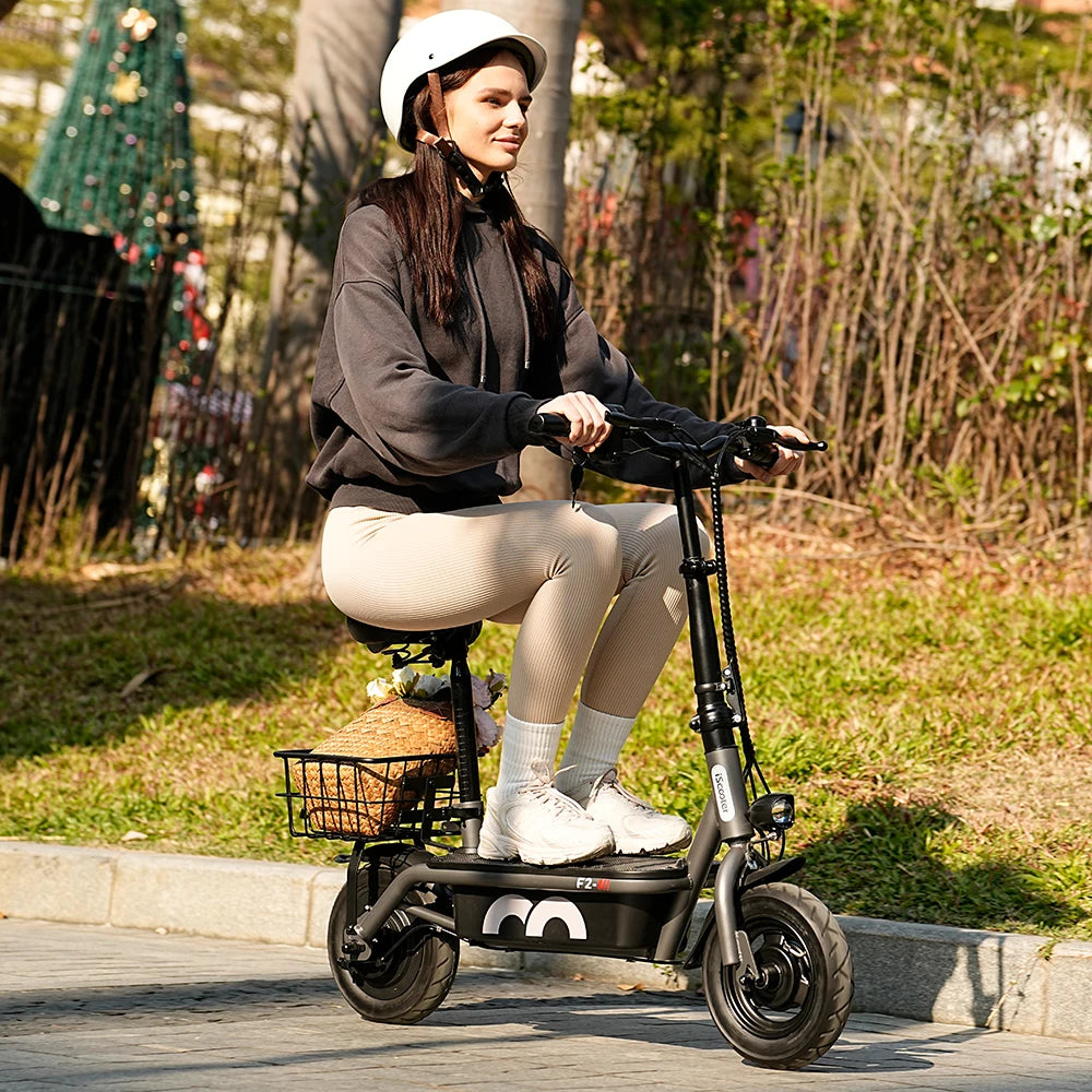 iScooter F2 Electric Scooter 500W Foldable Scooter 7.8Ah Electric Kick Scooter 30km Range 30km/h E-Scooter With Basket Daily