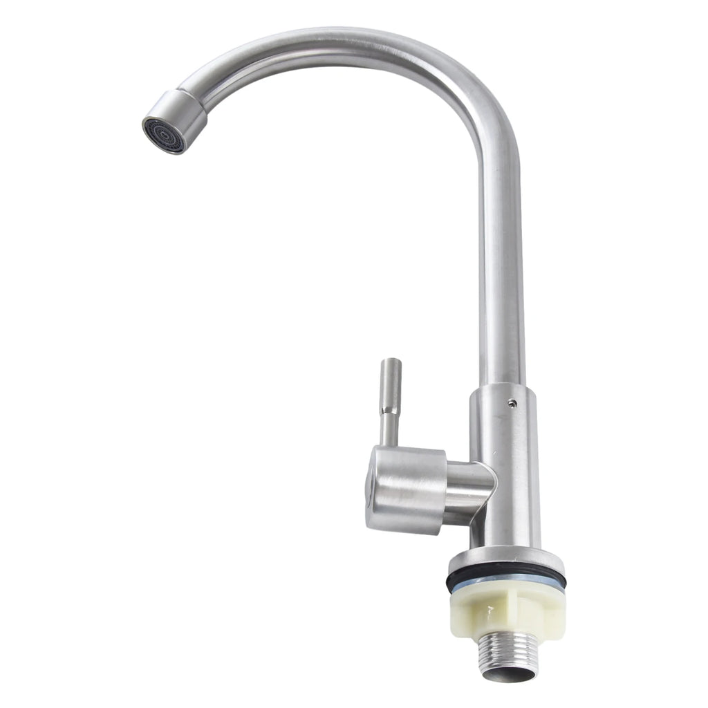 Kitchen Faucet Stainless Steel -=-Water Tap Single Cold Free Rotation Deck Mounted =-Single Lever Bathroom Kitchen Sink Faucet