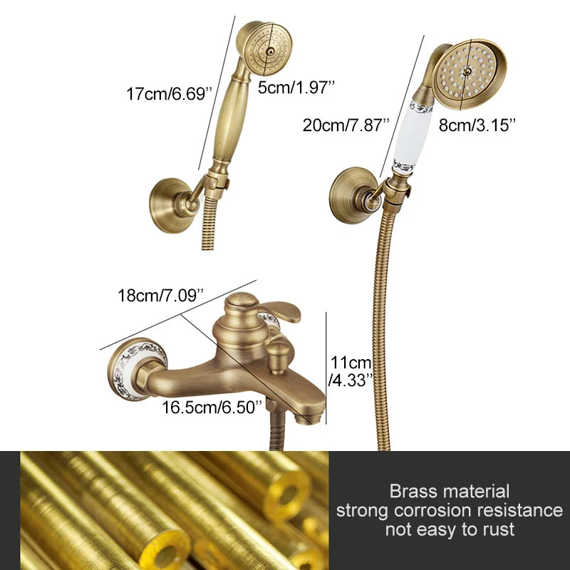 MOLI Wall mounted antique brass bronze brushed bathtub faucet with hand shower bathroom shower faucets torneiras 8306