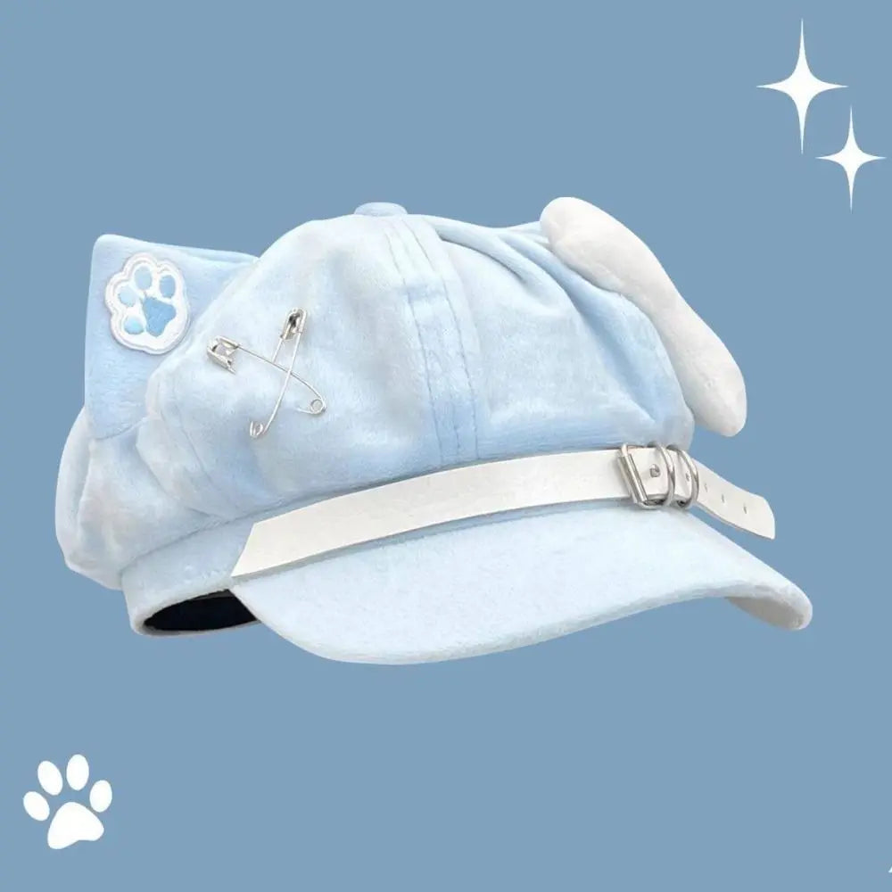 Cute Cat Ears Women's Beret Anime Cat Paw Pattern Newsboy Cap Japanese Style Sweet Baseball Cap Everyday Outfits