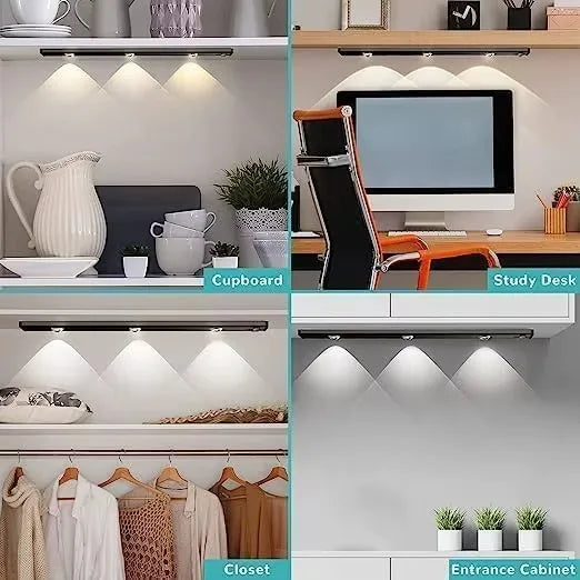 LED Ultra Thin Under Cabinet Lights Motion Sensor Wireless Night Light,3 Color Dimmable Light For Kitchen Bedroom Wardrobe