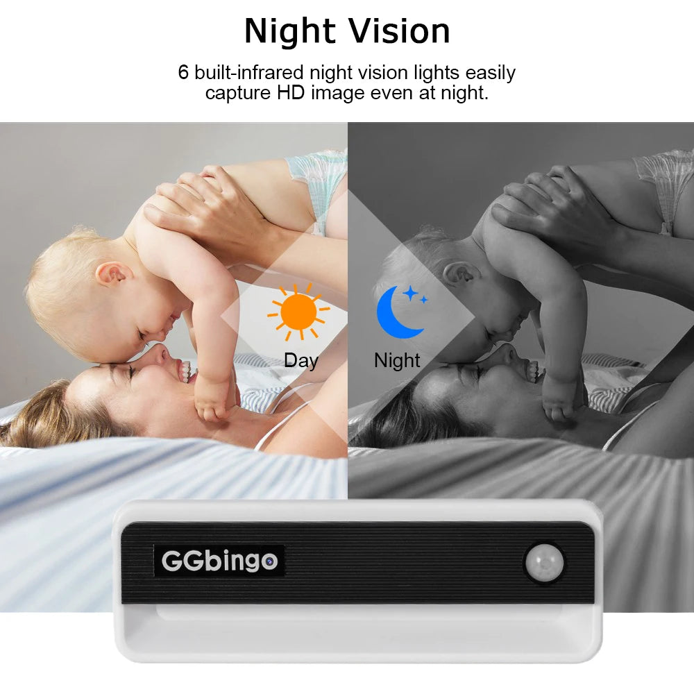 4K HD 1080P Mini Camera Battery Operated Home Monitori Camera DVR Function Human Body Induction Night Light Human Body Detection