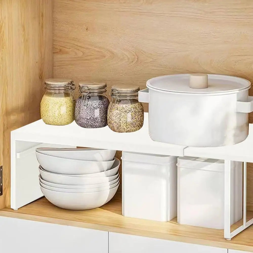 Kitchen Stretchable Cabinet Shelf Cupboard Separated Storage Rack Countertop Organizer Shoe Organizer Shelf Save Space