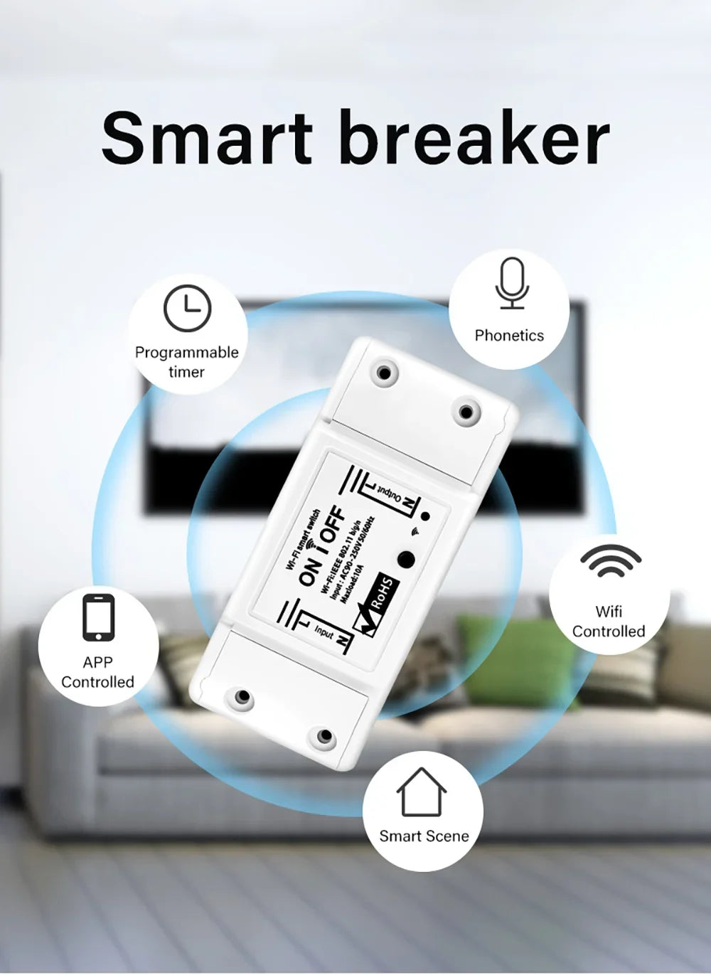 WiFi Smart Switch Automation Breaker Smart Home House APP Remote Control and Voice Control Wireless Remote Control Switch Relay