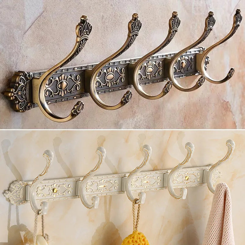 Antique Carved Towel Hanger Clothes Hat Hook Row Vintage Robe Hook Bathroom Robe Hook Bath Hardware Set Kitchen Hanger
