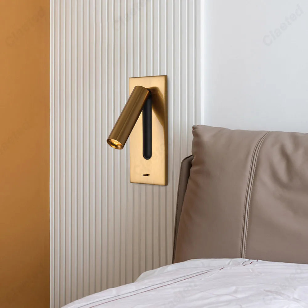 New LED Reading Wall Lamp with Switch and Adjustable Angle Hotel Room Home Bedroom Bedside Lighting Atmosphere Lamps