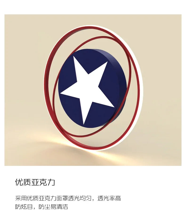 Modern Children's Room Bedroom Ceiling Light Minimalist Modern LED Ceiling Light Creative Cartoon America Captain Lighting Fixtu
