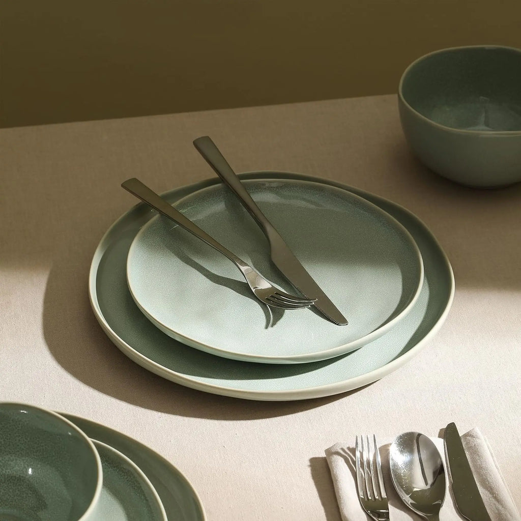 8-Piece Dinner Plate Set Stoneware, Light Green