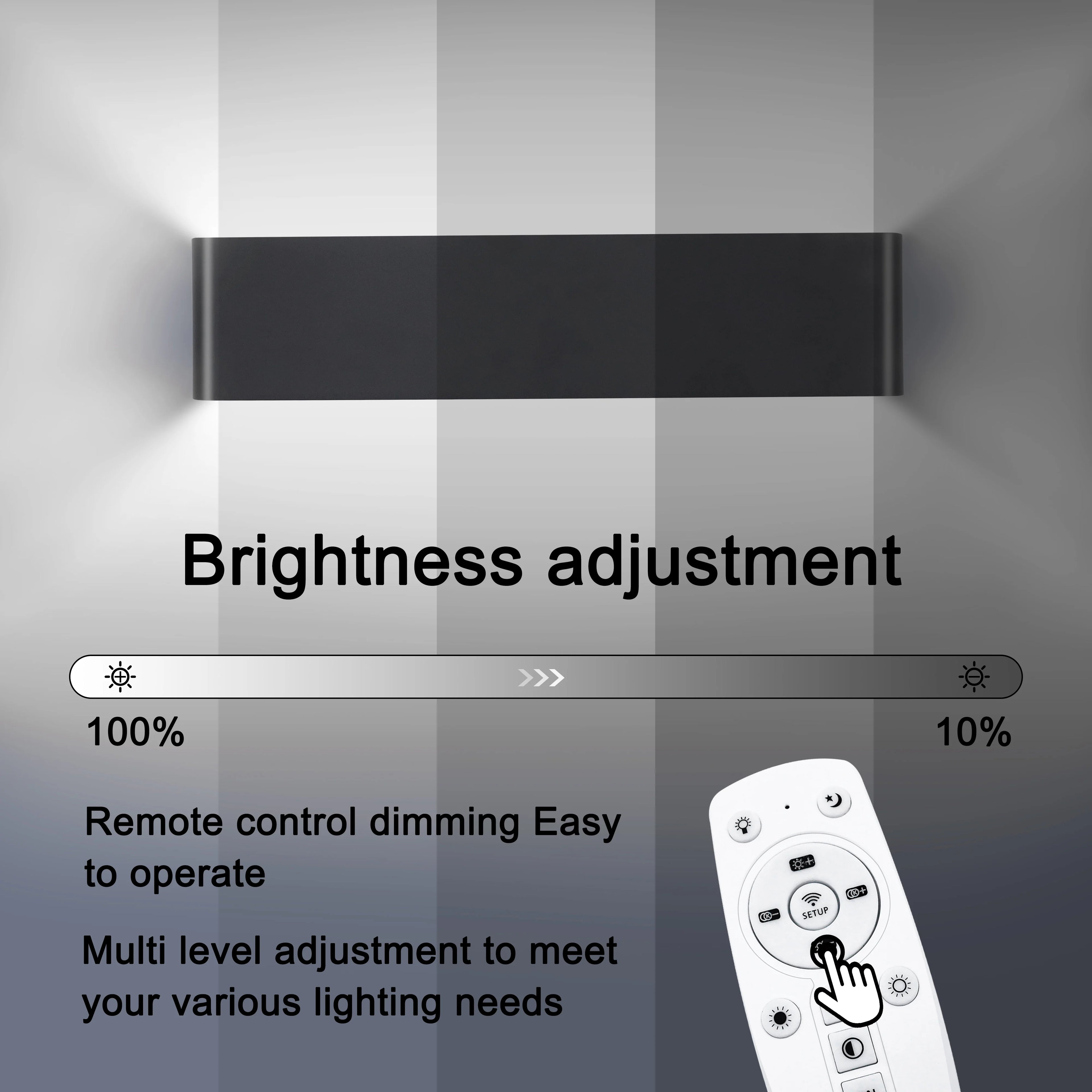16W Remote Control Dimming Wall Lamp Aluminum Living Room Bedroom Bedside Indoor Decoration Light Home Modern LED Wall Lights
