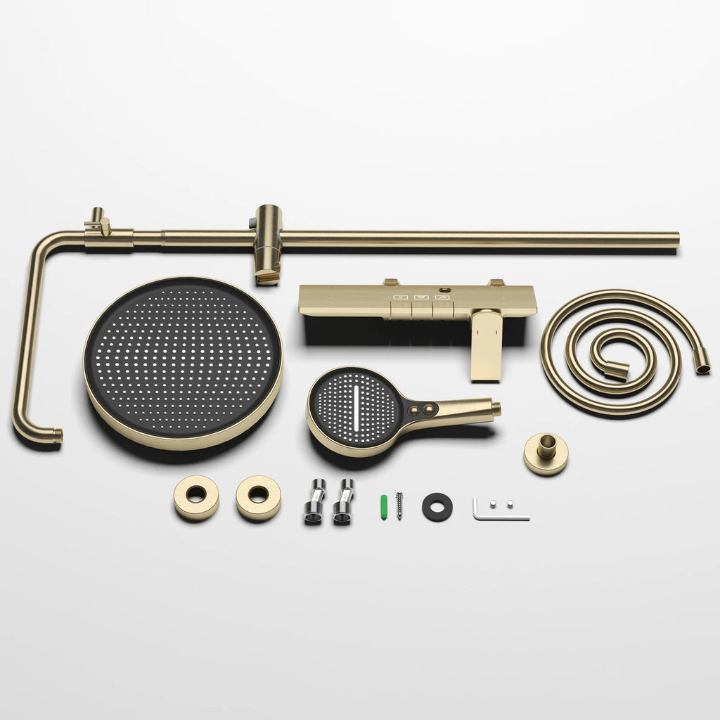 Rose Gold Piano Bathroom Shower System Solid Brass Bathroom Faucet Accessories Rain Shower Head Hot Cold Piano Shower Set