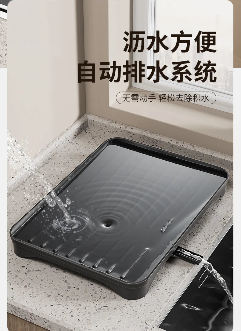 Kitchen Dish Draining Rack, Home Bowl and Plate Organizer, Countertop Storage Shelf, Multifunctional Dishware Organizer