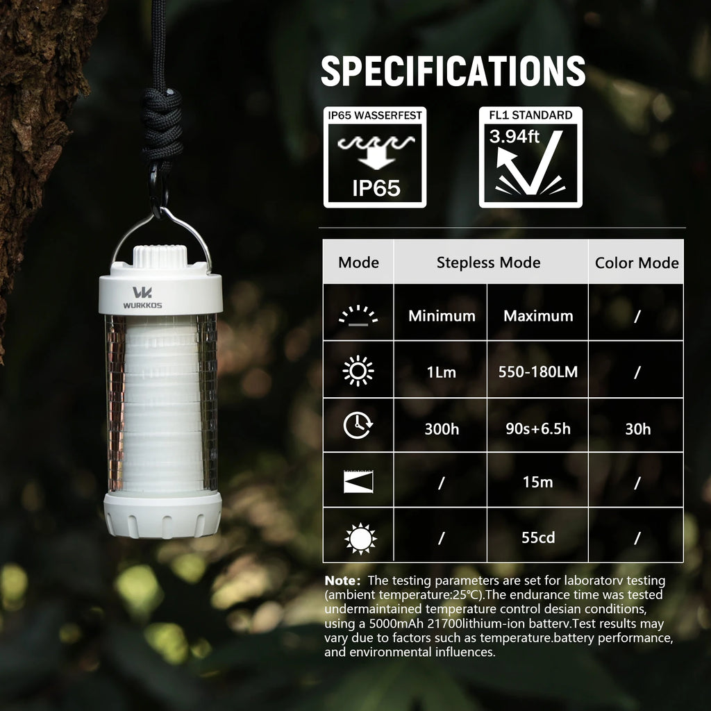 Wurkkos CL01 Camping Lantern 550LM Rechargeable LED Flashlight Waterproof EDC Work Light RGB Torch Power Bank Mini Magnetic Lamp