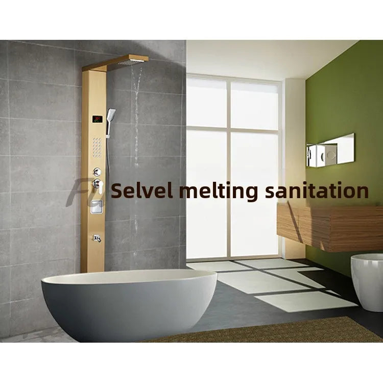 Hot Sale Luxury Black Color  Led Smart Rain Shower Head Bathroom Stainless Steel Wall Mounted Waterfall Shower Panels