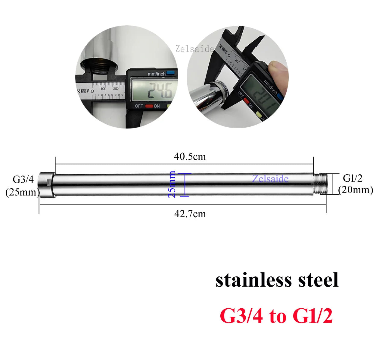 10/20/30/40/50/60/70cm brass/stainless steel shower extension rod, shower lengthen pipe
