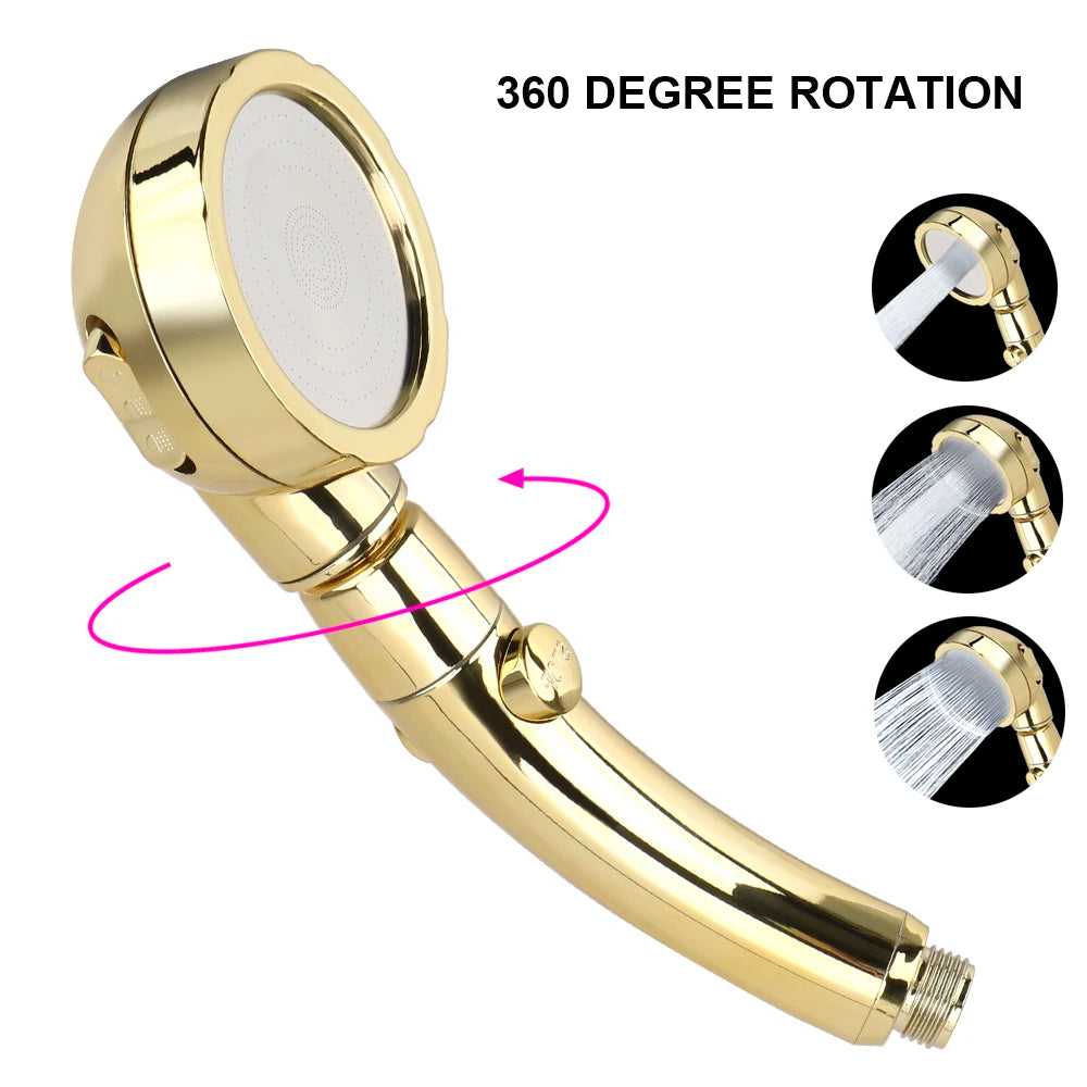 High Pressure Shower Head Set With Hose and Holder Silver 3 Modes Large Flow Rainfall Handheld Shower Faucet Bathroom Accessoies