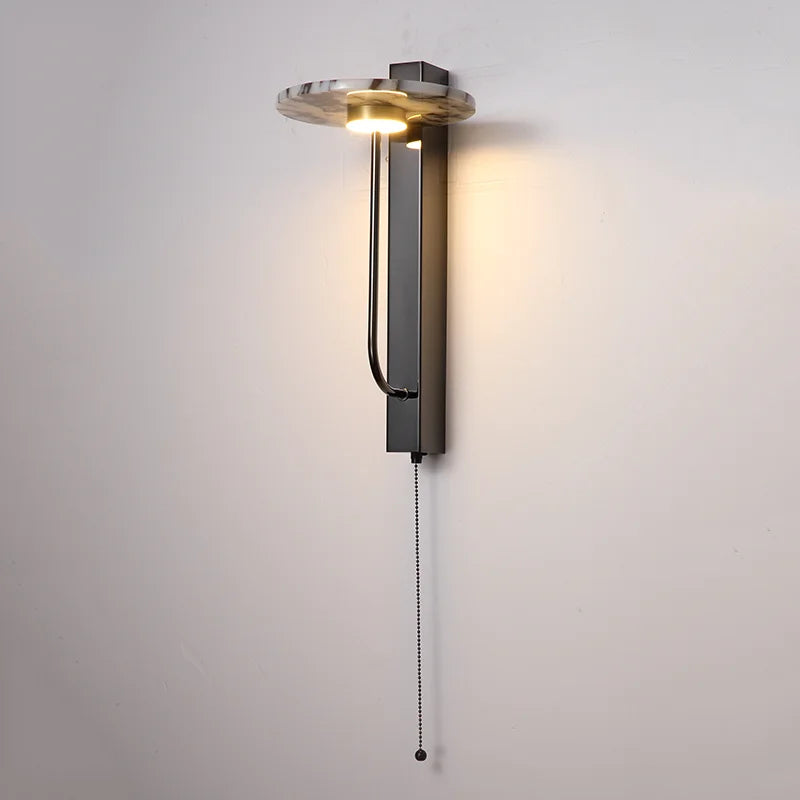 Black Luxury Alabaster Natural Stone Wall Lamp Bedroom High-end Sconce Design Artistic Living Room Marble Decor LED Lights